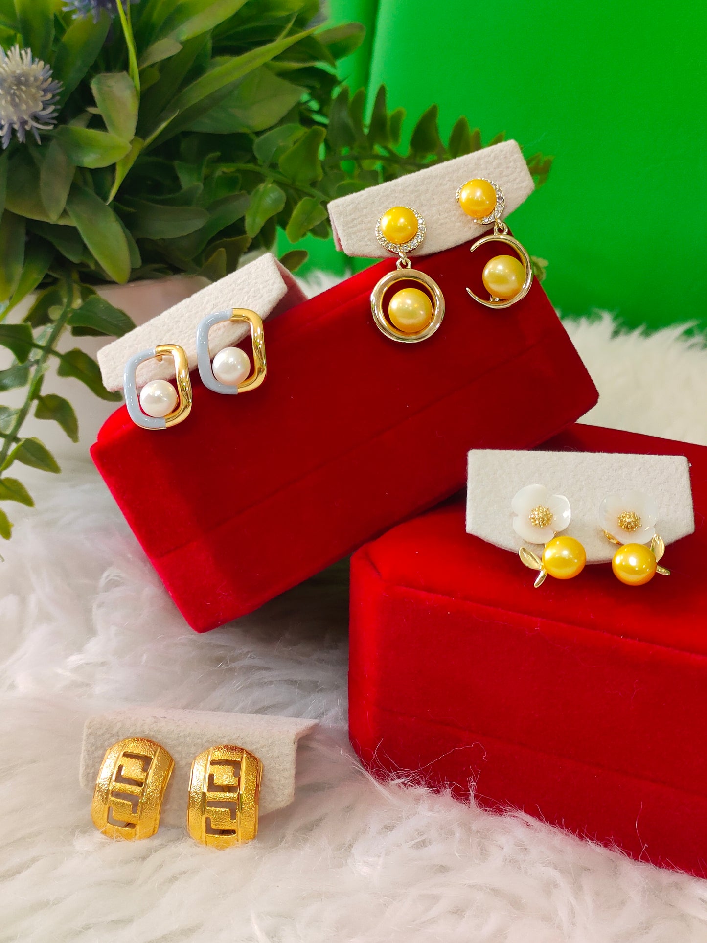 Earrings in 5 Micron Plated Settings