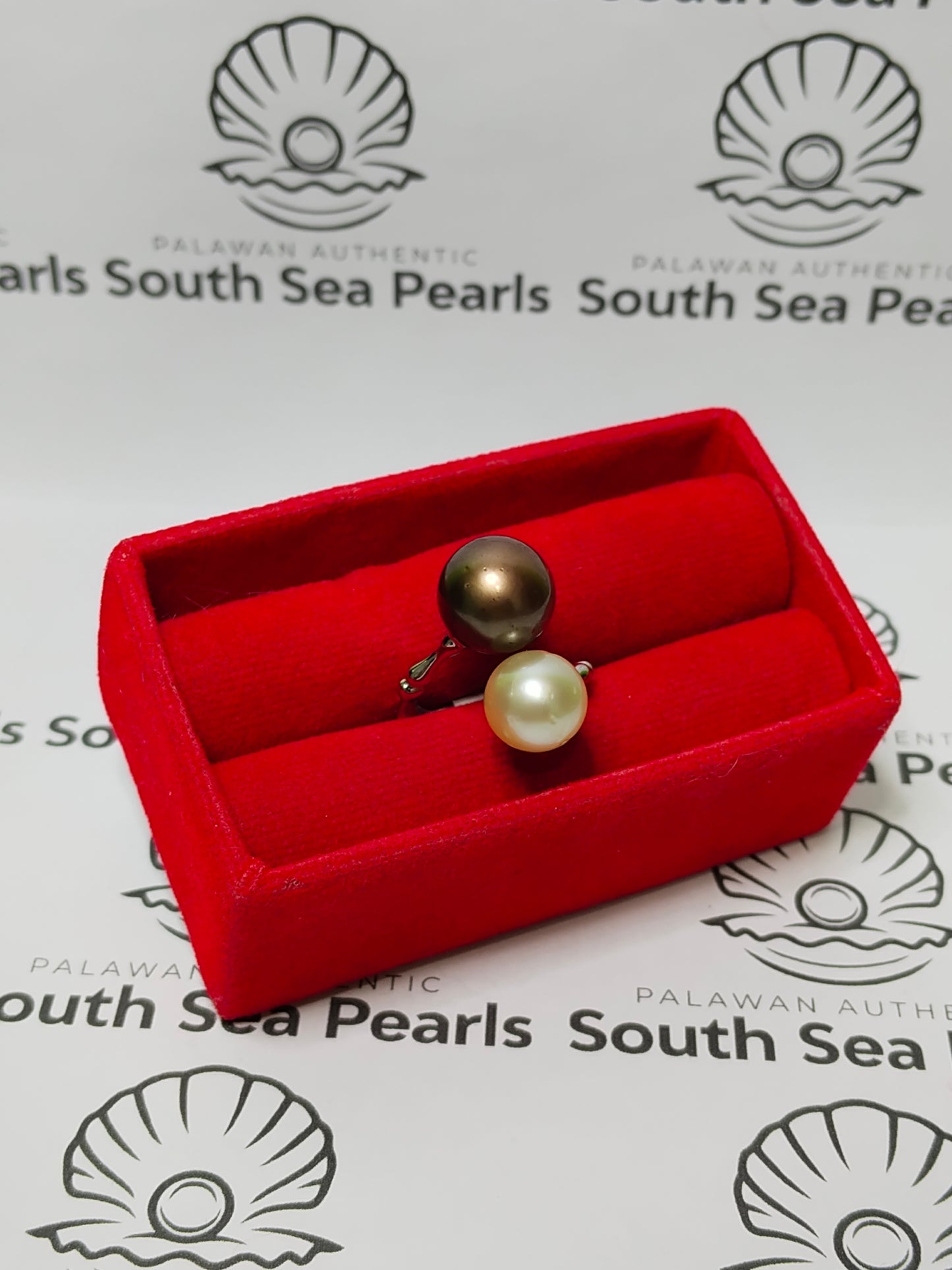New Arrival! 9.8mm to 11.4mm Authentic South Sea Pearls Ring in 5 Micron Plated Settings
