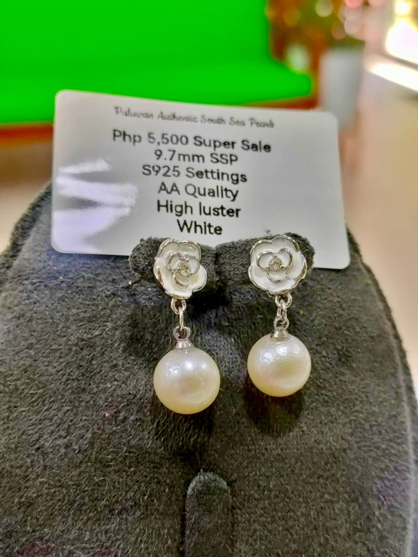 9.7mm Authentic White South Sea Pearls in S925 Settings