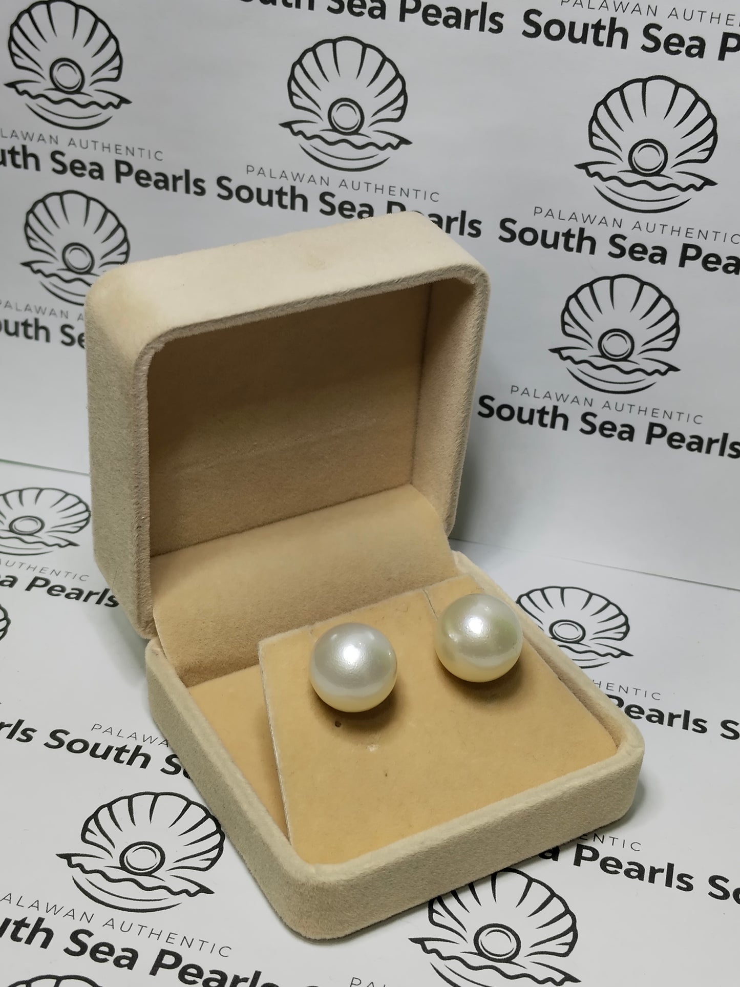 New Arrival! Authentic White South Sea Pearl Earring in 5 Micron Settings