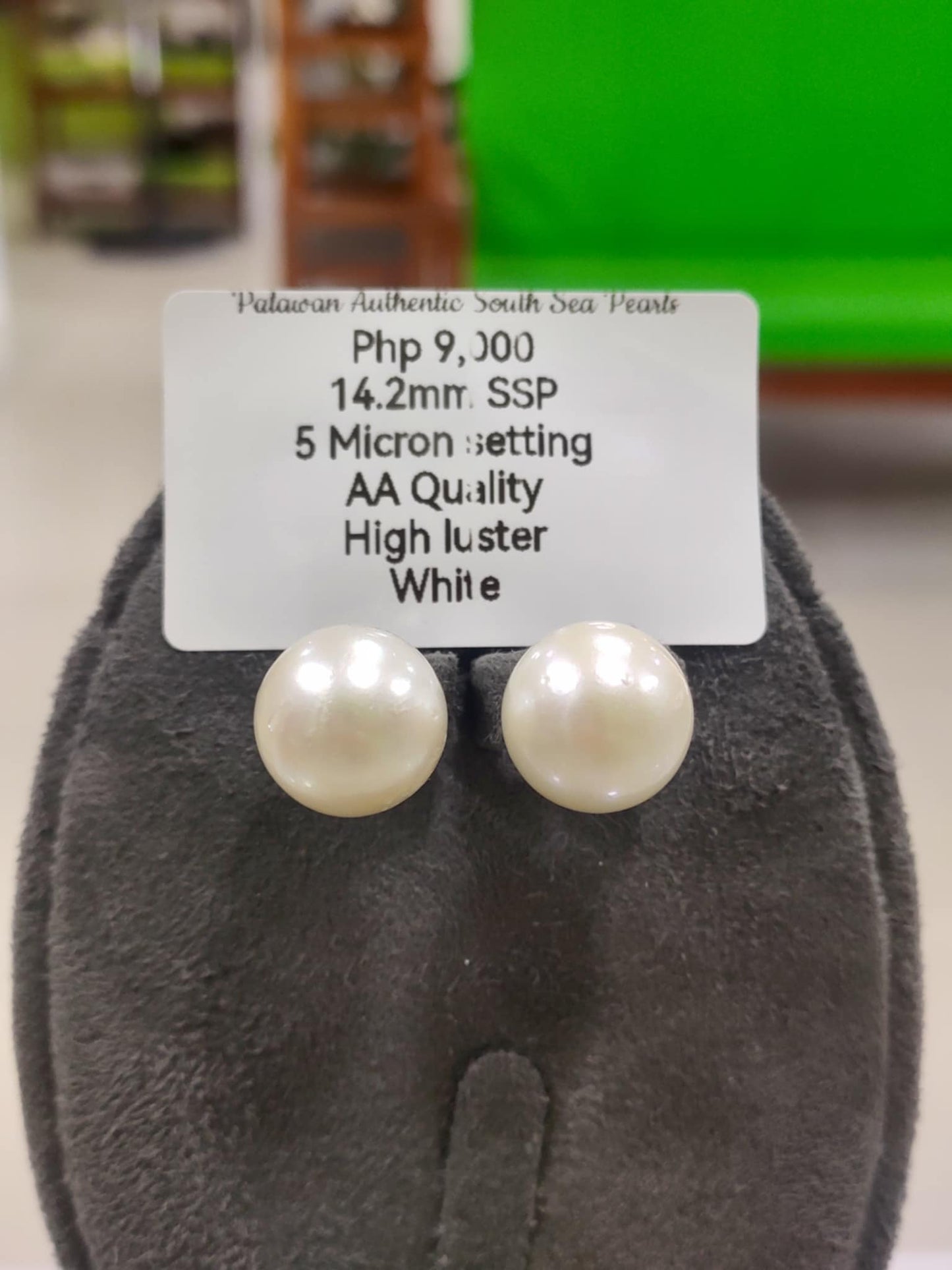 14.2mm Authentic White South Sea Pearls in 5 Micron Plated Settings