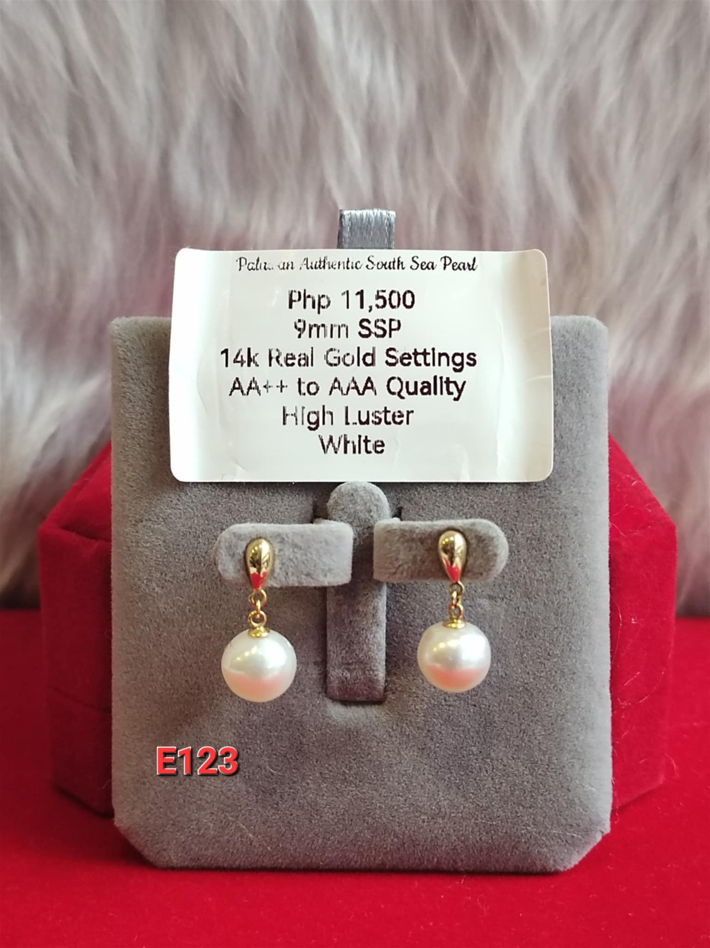 9mm Authentic White South Sea Pearls Earrings in 14k Gold Settings