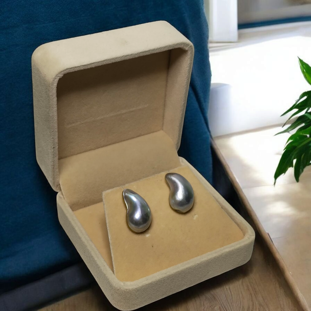 Mabe Pearl Earring in 5 Micron Settings