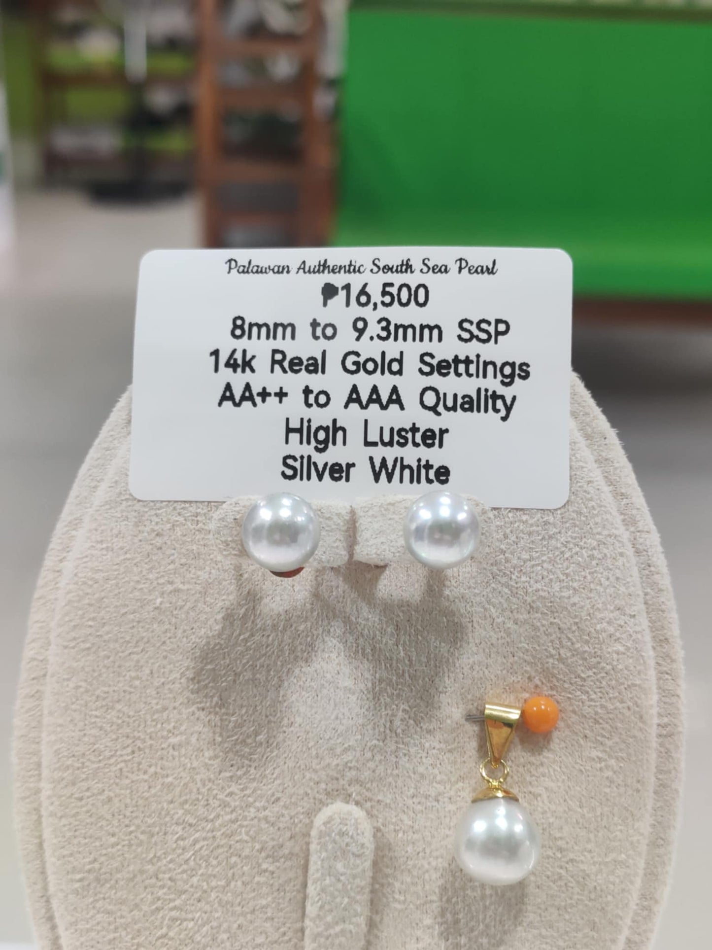 New Arrival! 8mm to 9.3mm Authentic Silver White South Sea Pearls Sets in 14k Gold Settings