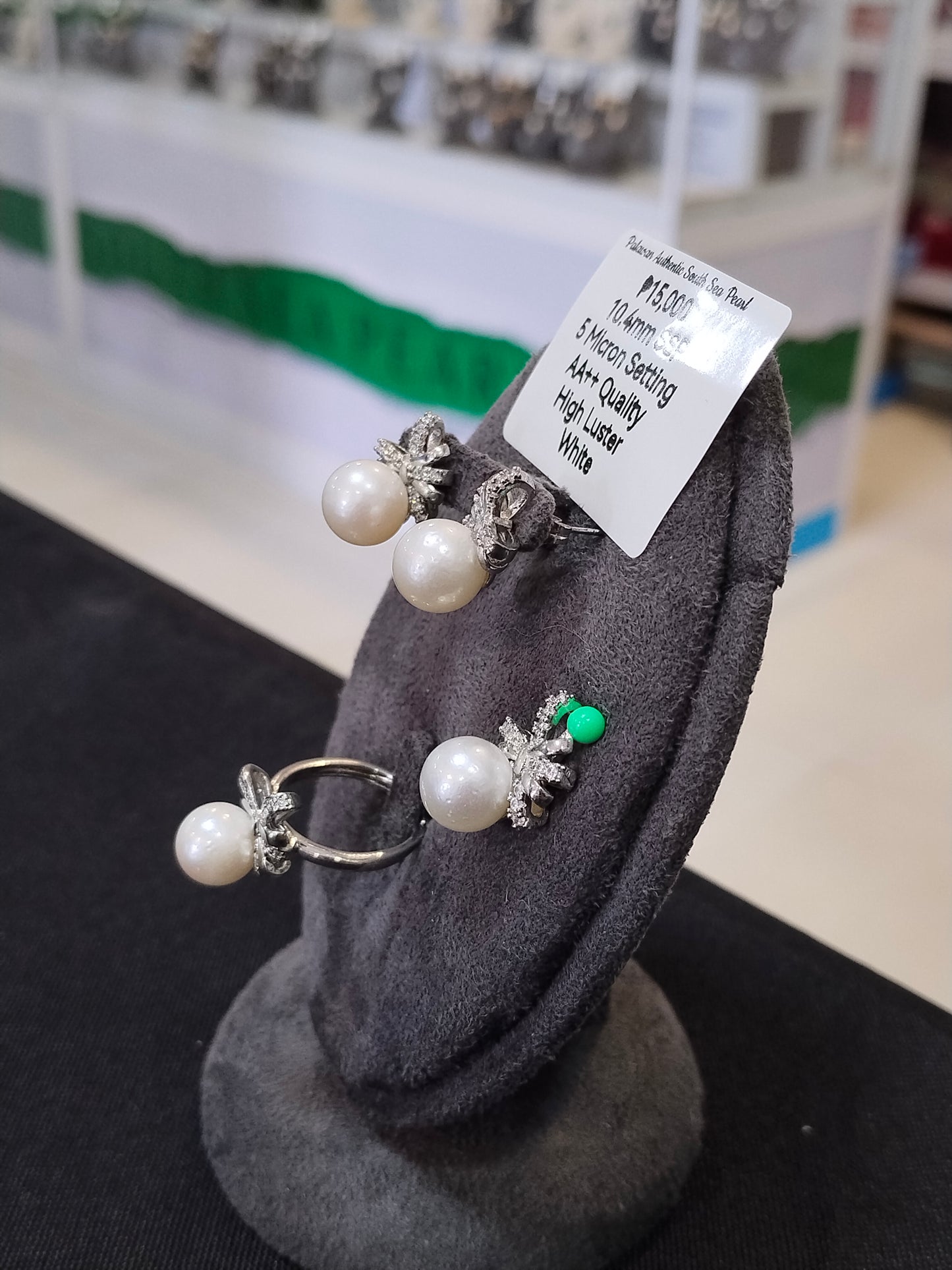 10.4mm Authentic White South Sea Pearl Set in 5 Micron Settings