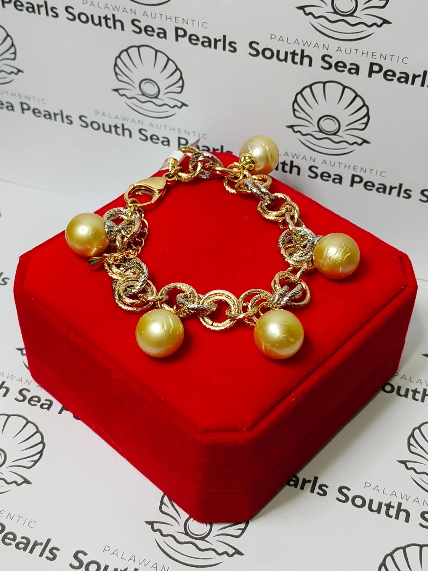 New Arrival! 12.3mm to 12.8mm Authentic Champagne South Sea Pearls Bracelets