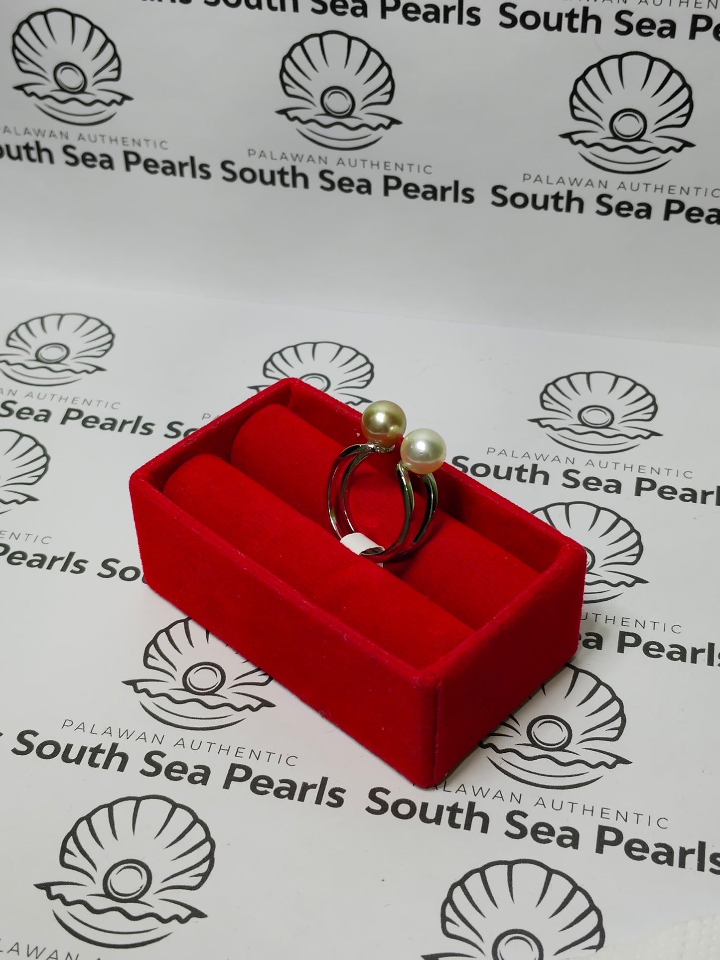 New Arrival! 7.8mm to 8.1mm Authentic South Sea Pearls Ring in 5 Micron Plated Settings