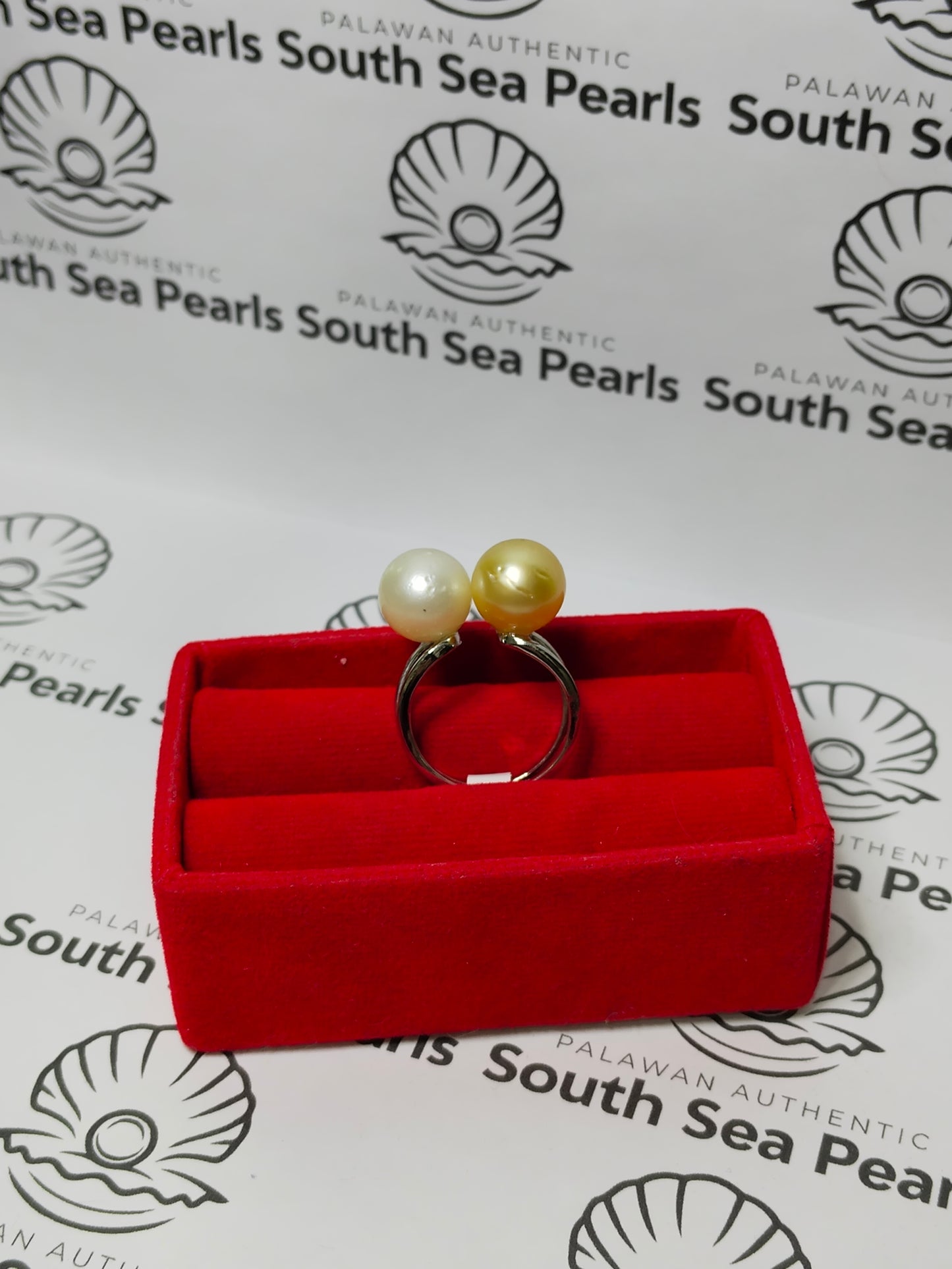 New Arrival! 10.8mm to 11.1mm Authentic South Sea Pearls Ring in 5 Micron Plated Settings