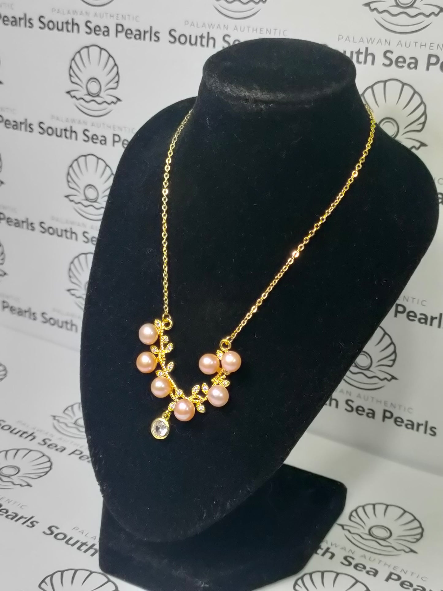 Authentic Freshwater Pearl Necklace in Plated Settings