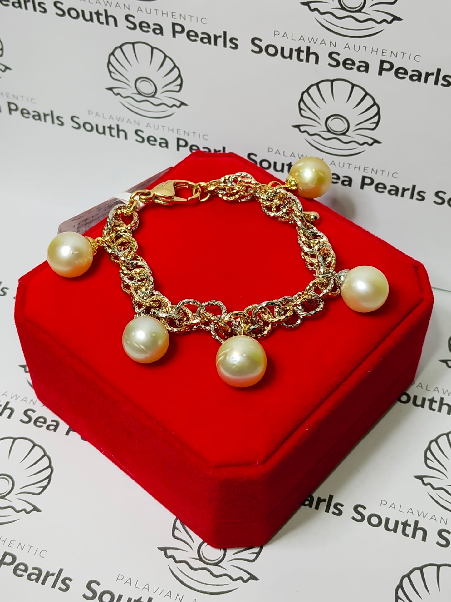 New Arrival! 11.7mm to 12.7mm Authentic Champagne South Sea Pearls Bracelets