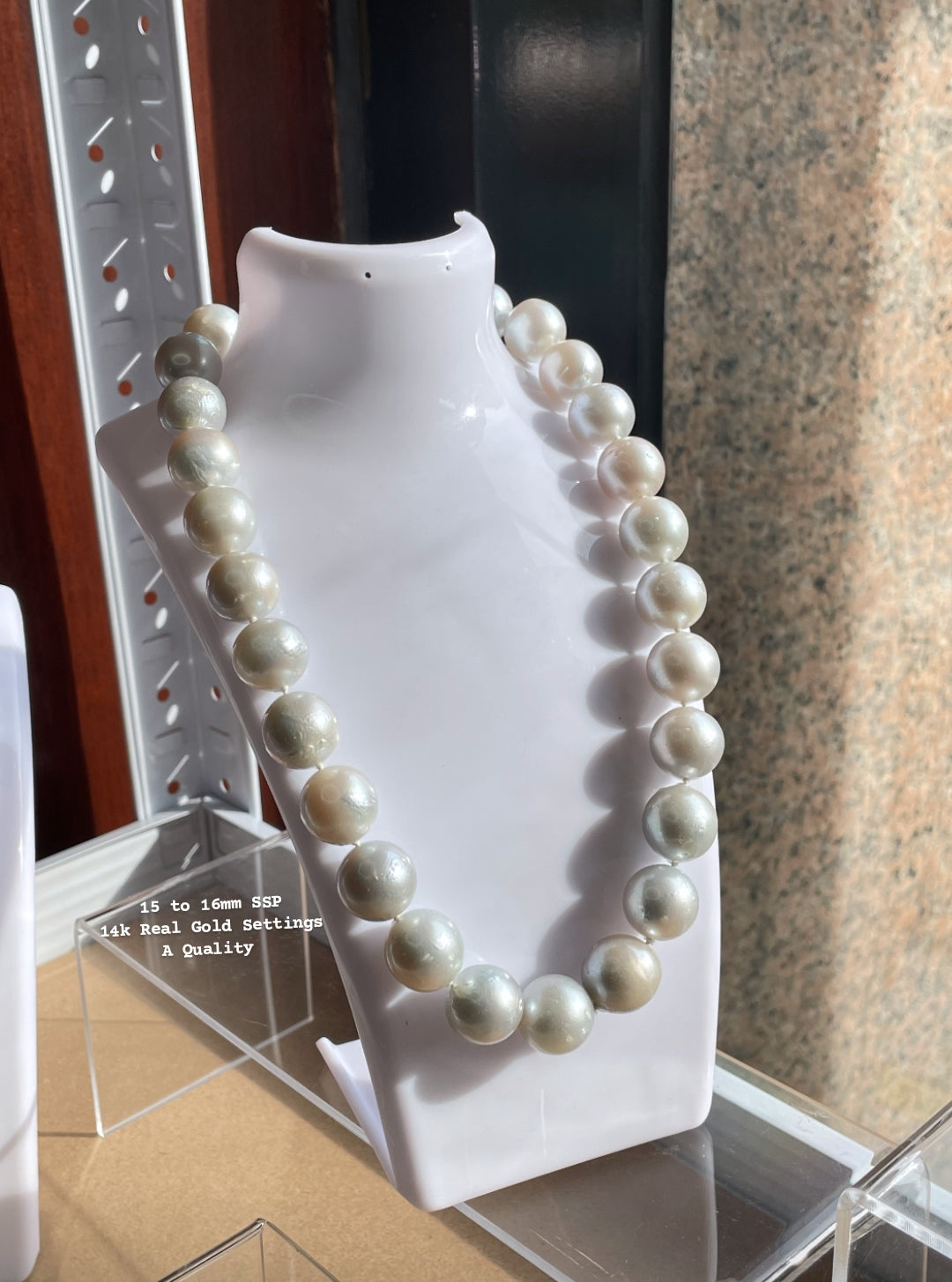 New Arrival! 15 to 16mm Authentic White South Sea Pearl Chocker in 5 Micron Plated Settings