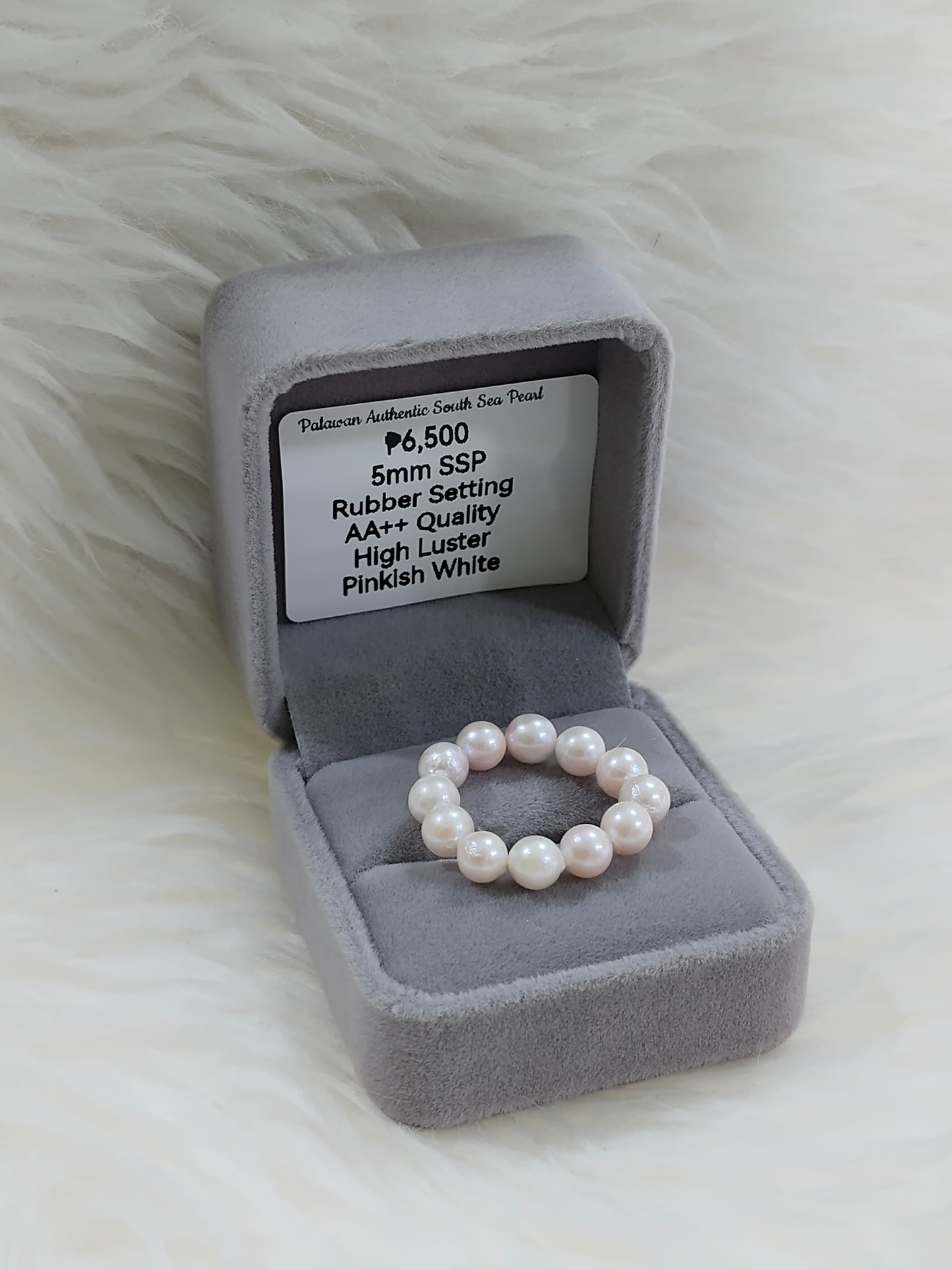 5mm Authentic Pinkish White South Sea Pearl Rings