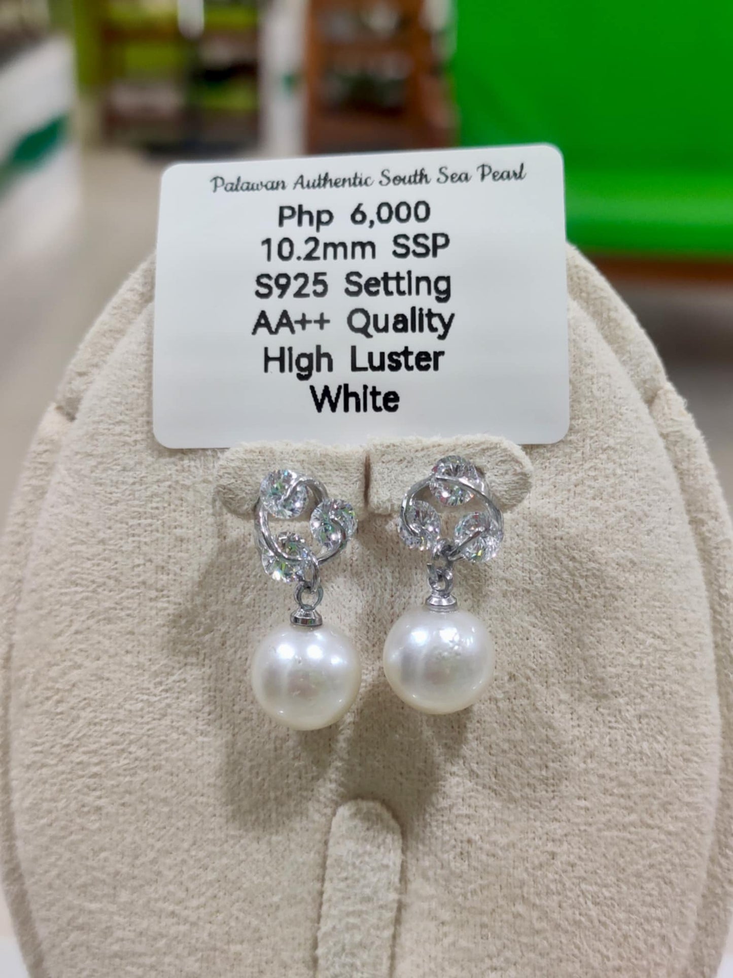 10.2mm Authentic White South Sea Pearls in S925 Settings