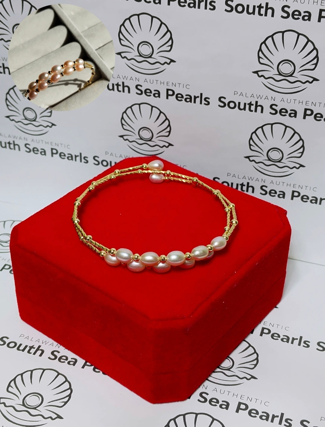 Authentic Fresh Water Pearl Bangle in 5 Micron Setting