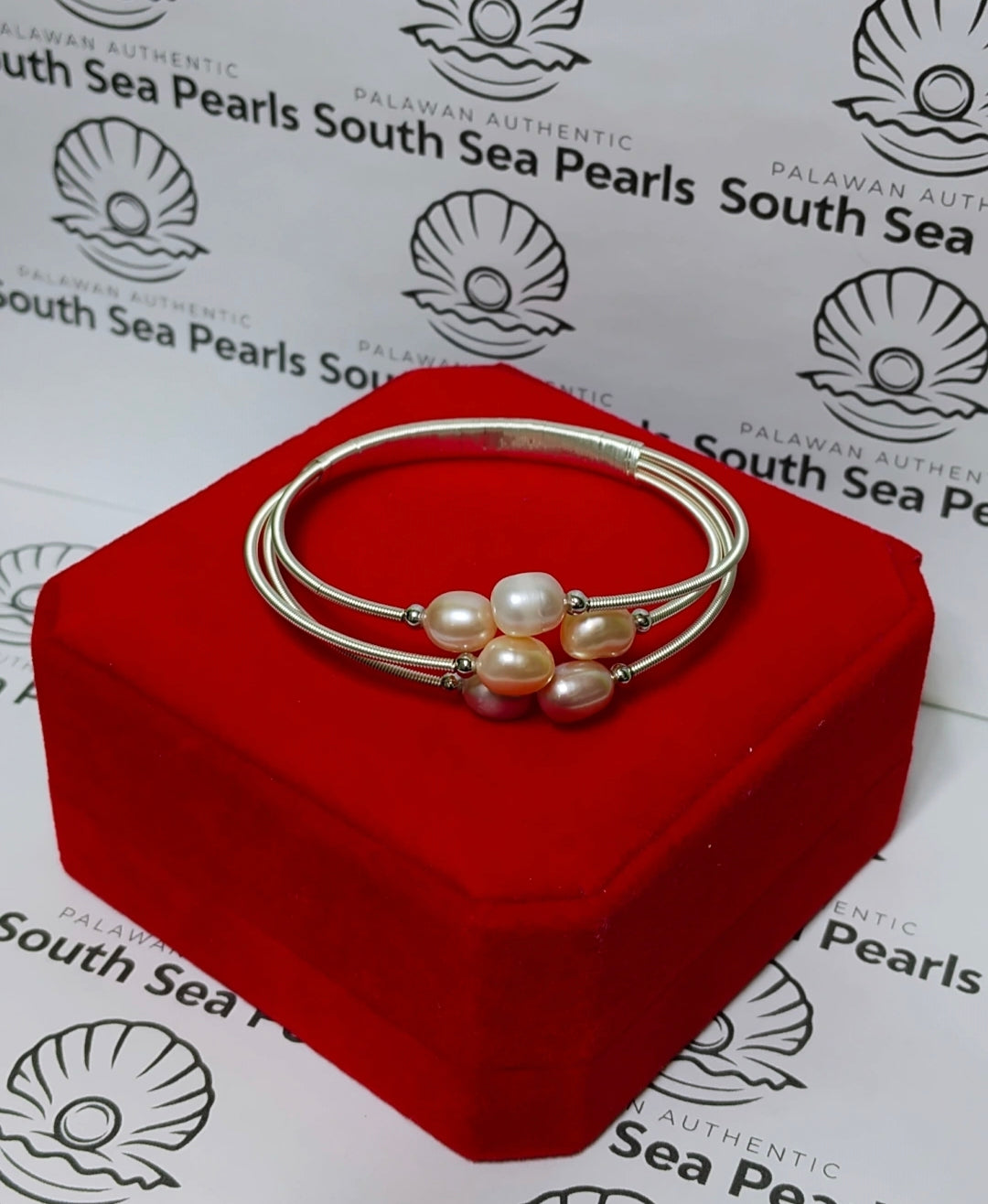Authentic Fresh Water Pearl Bangle in 5 Micron Setting