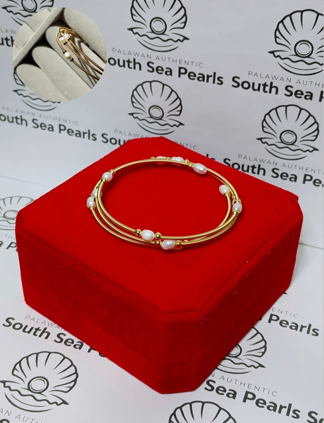 Authentic Fresh Water Pearl Bangle in 5 Micron Setting