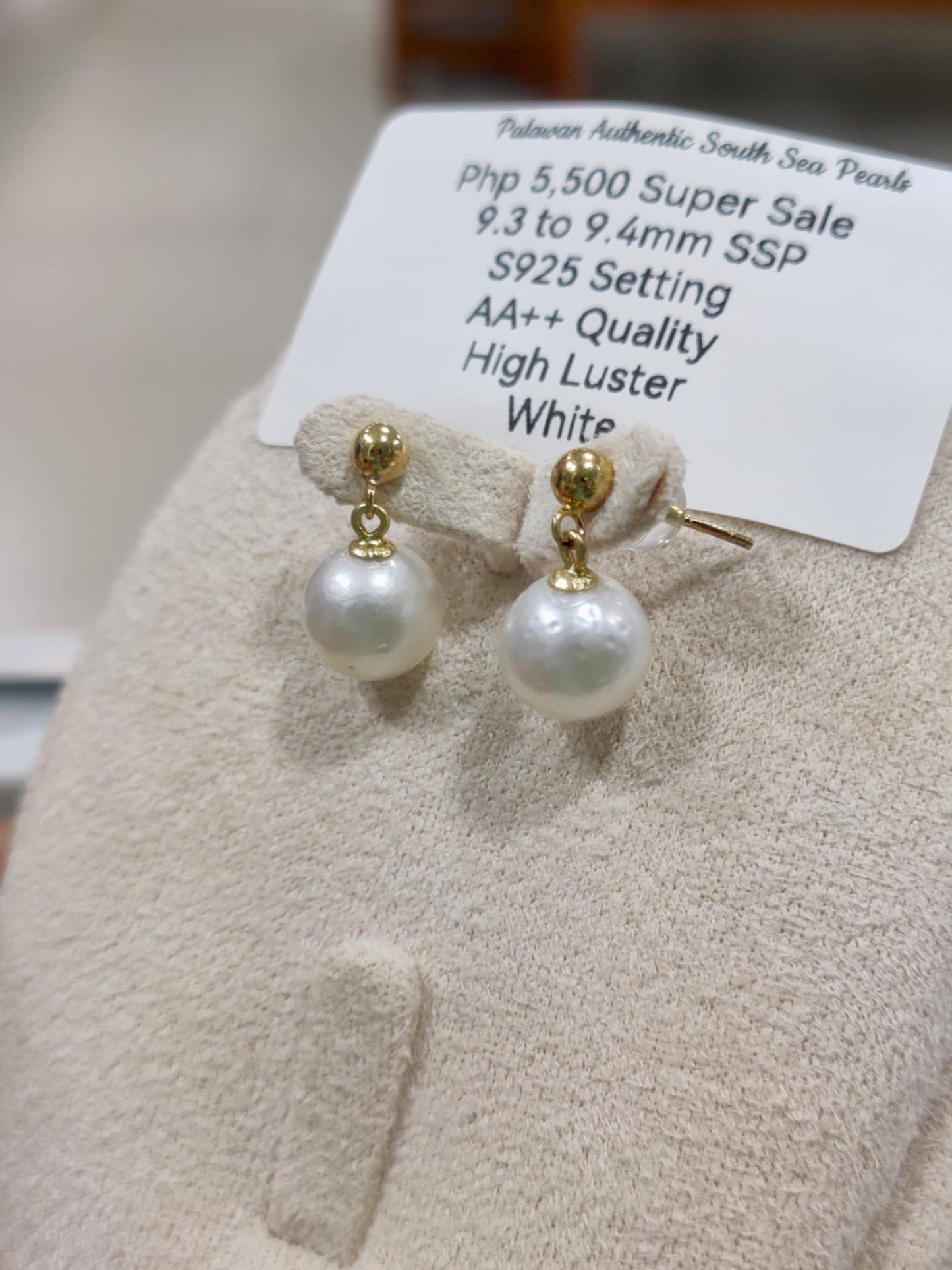 9.3mm to 9.4mm Authentic White South Sea Pearls in S925 Settings