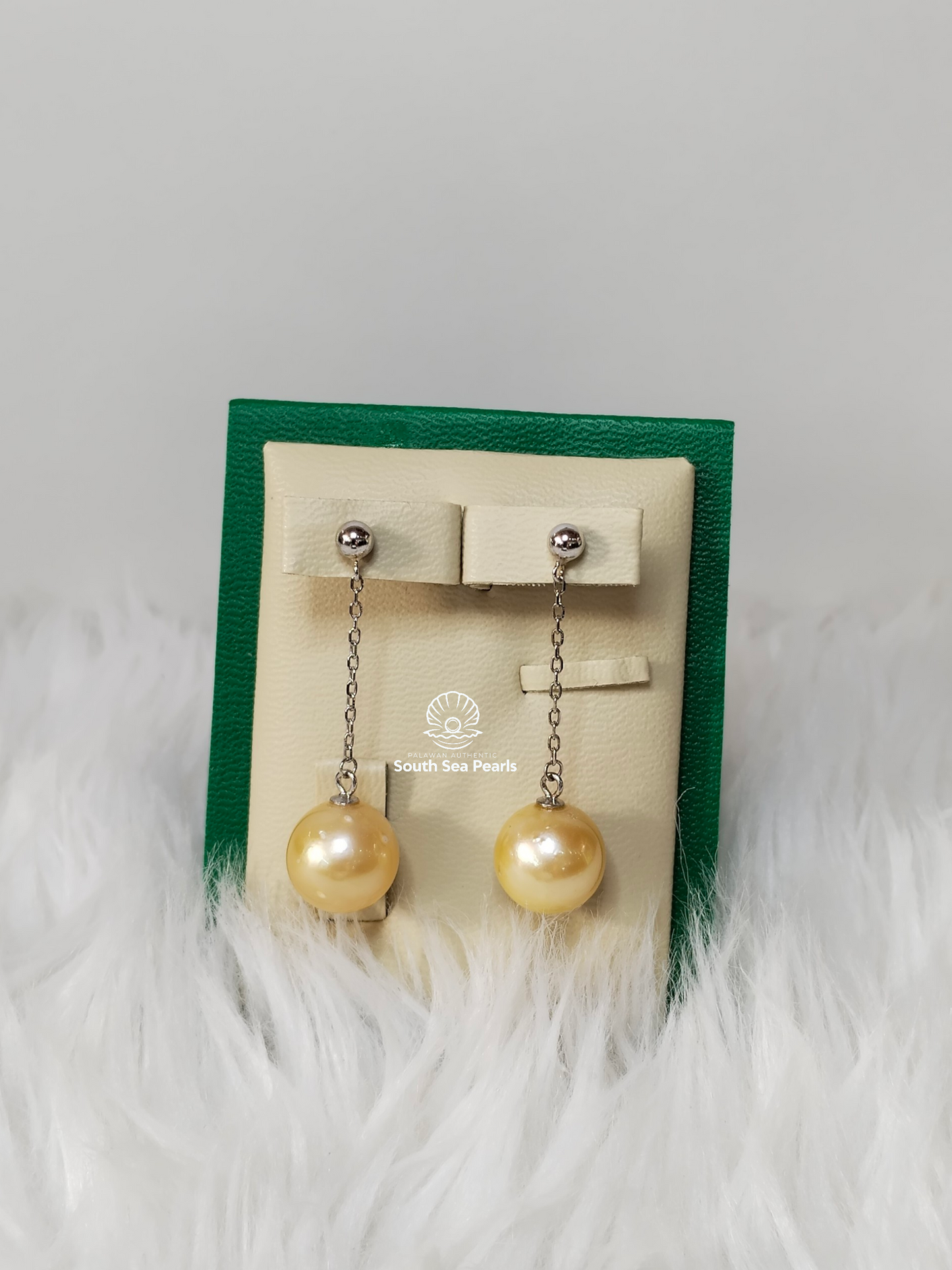 12mm Palawan Authentic Champagne Color South Sea Pearls Earrings in S925 Settings