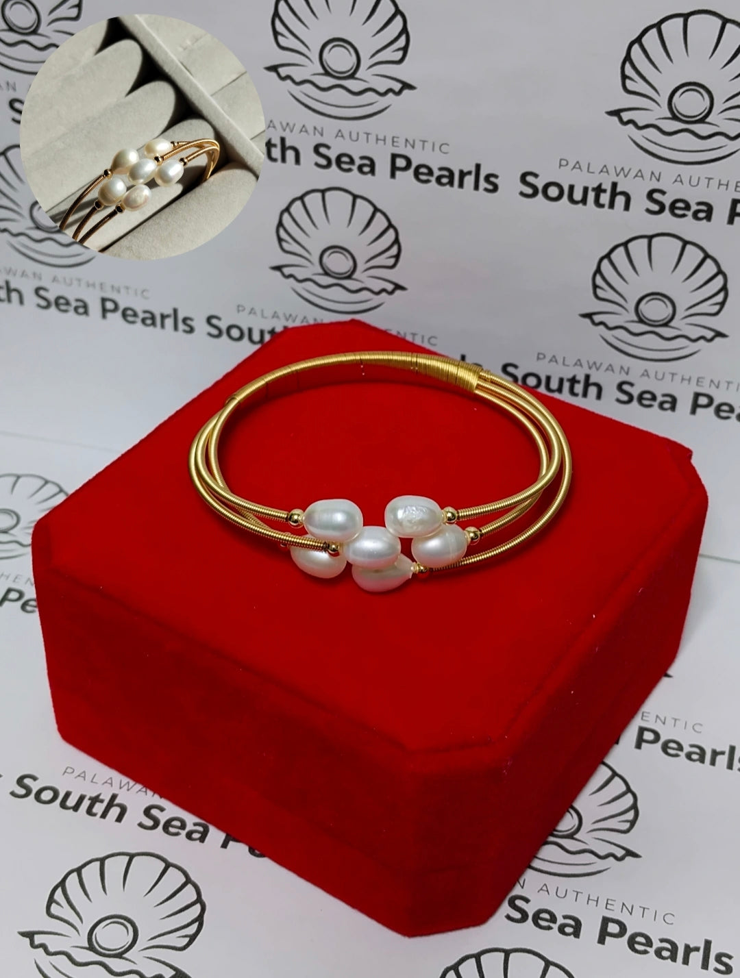 Authentic Fresh Water Pearl Bangle in 5 Micron Setting