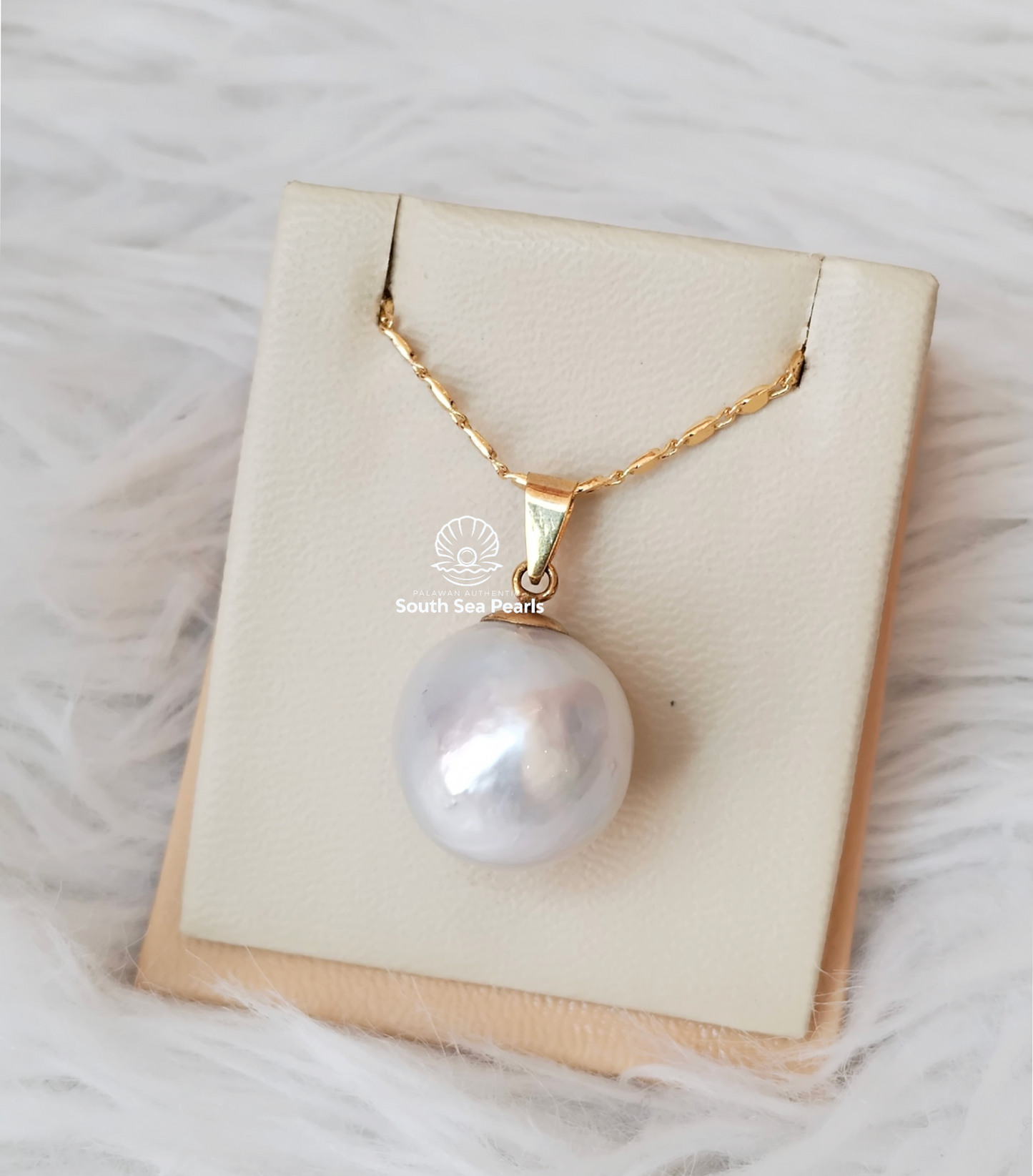 16.5mm Palawan Authentic Silver Bluish Color South Sea Pearl Pendant in 14k Real Gold Settings