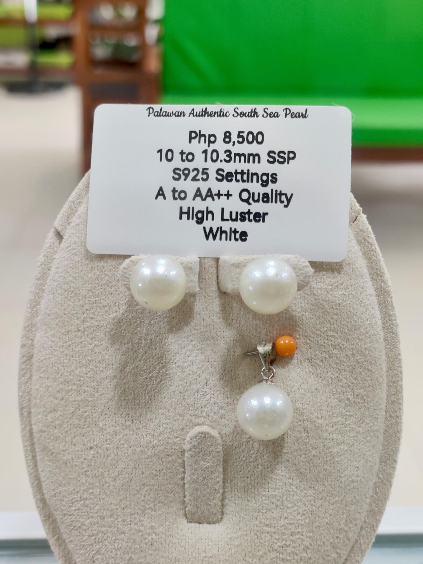 10mm to 10.3mm Authentic White South Sea Pearls Set in S925 Settings