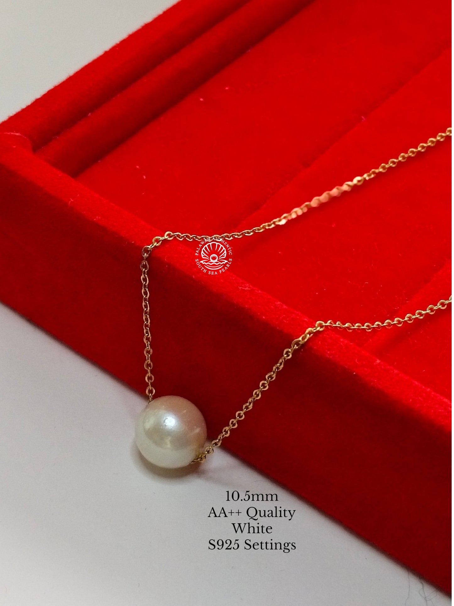 10.5mm Palawan Authentic White Color South Sea Pearl Floating Necklace in S925