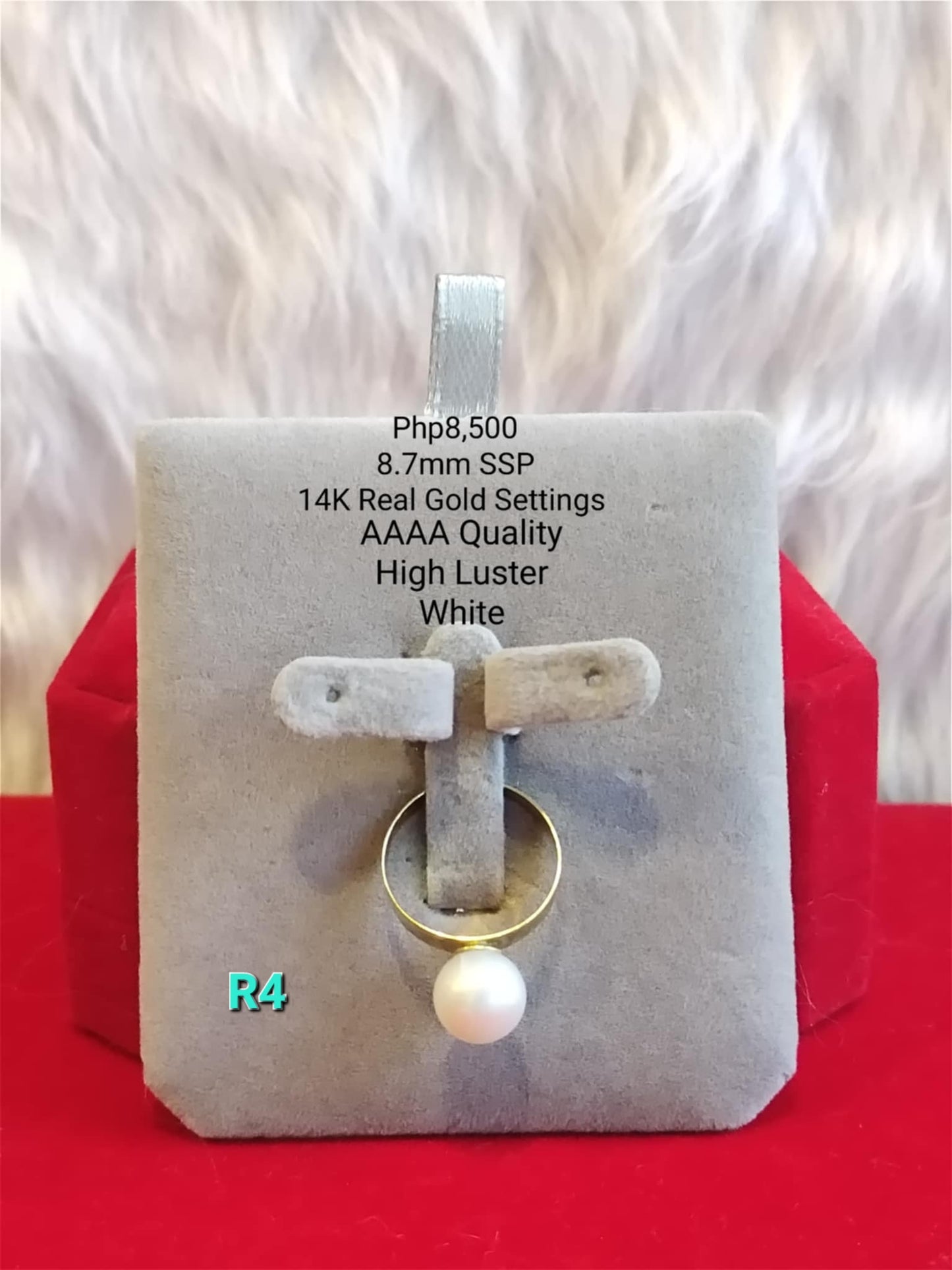 8.7mm Authentic White South Sea Pearls Ring in 14K Gold Settings
