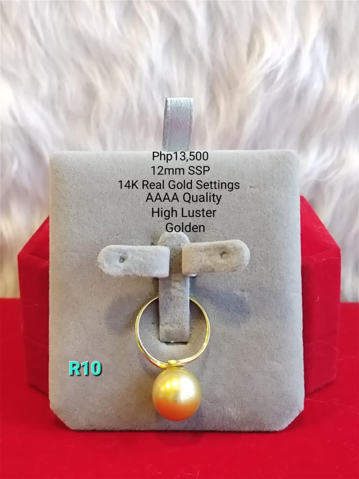 12mm Authentic Golden South Sea Pearls Ring in 14K Gold Settings