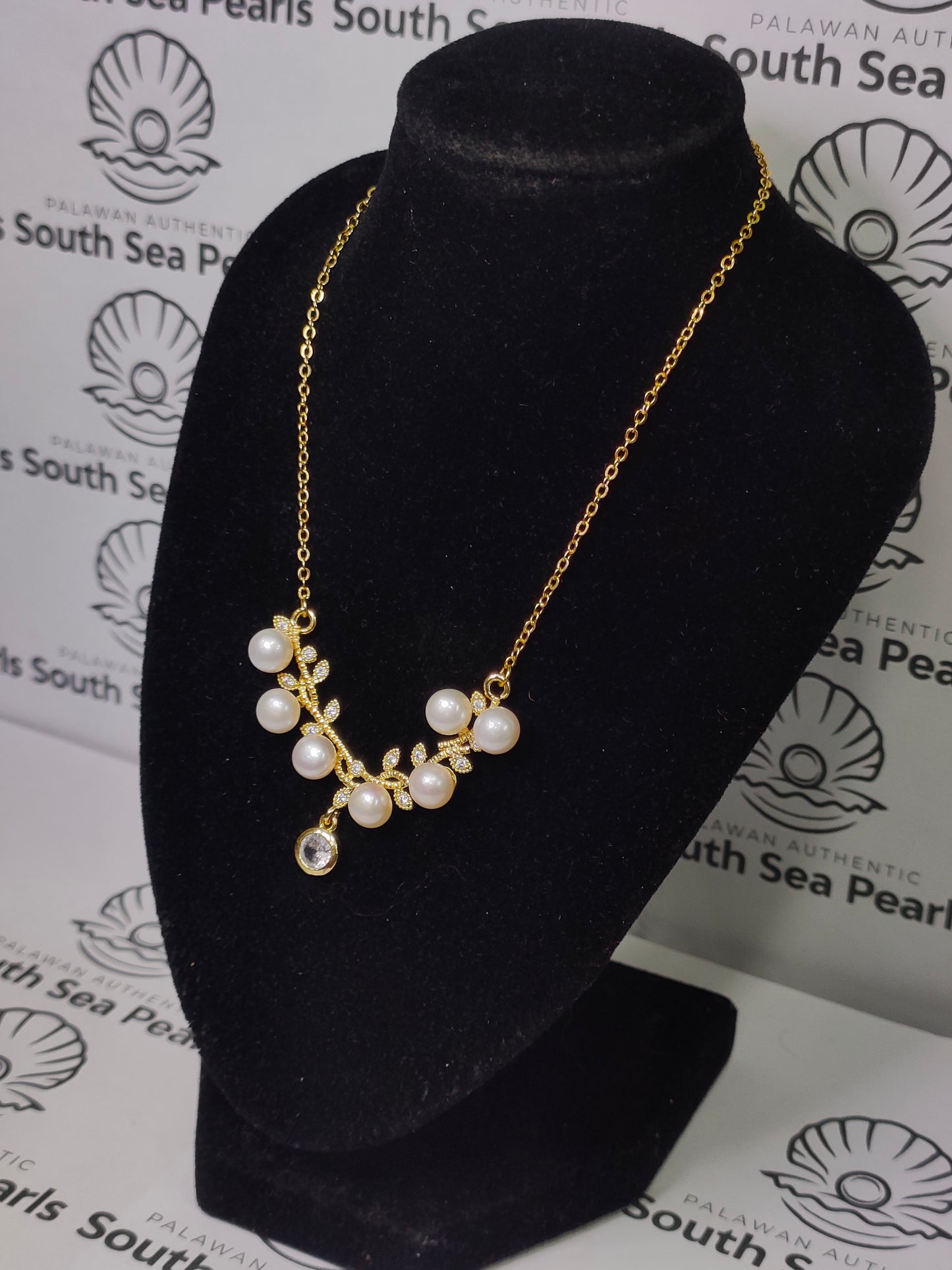 Authentic Freshwater Pearl Necklace in Plated Settings