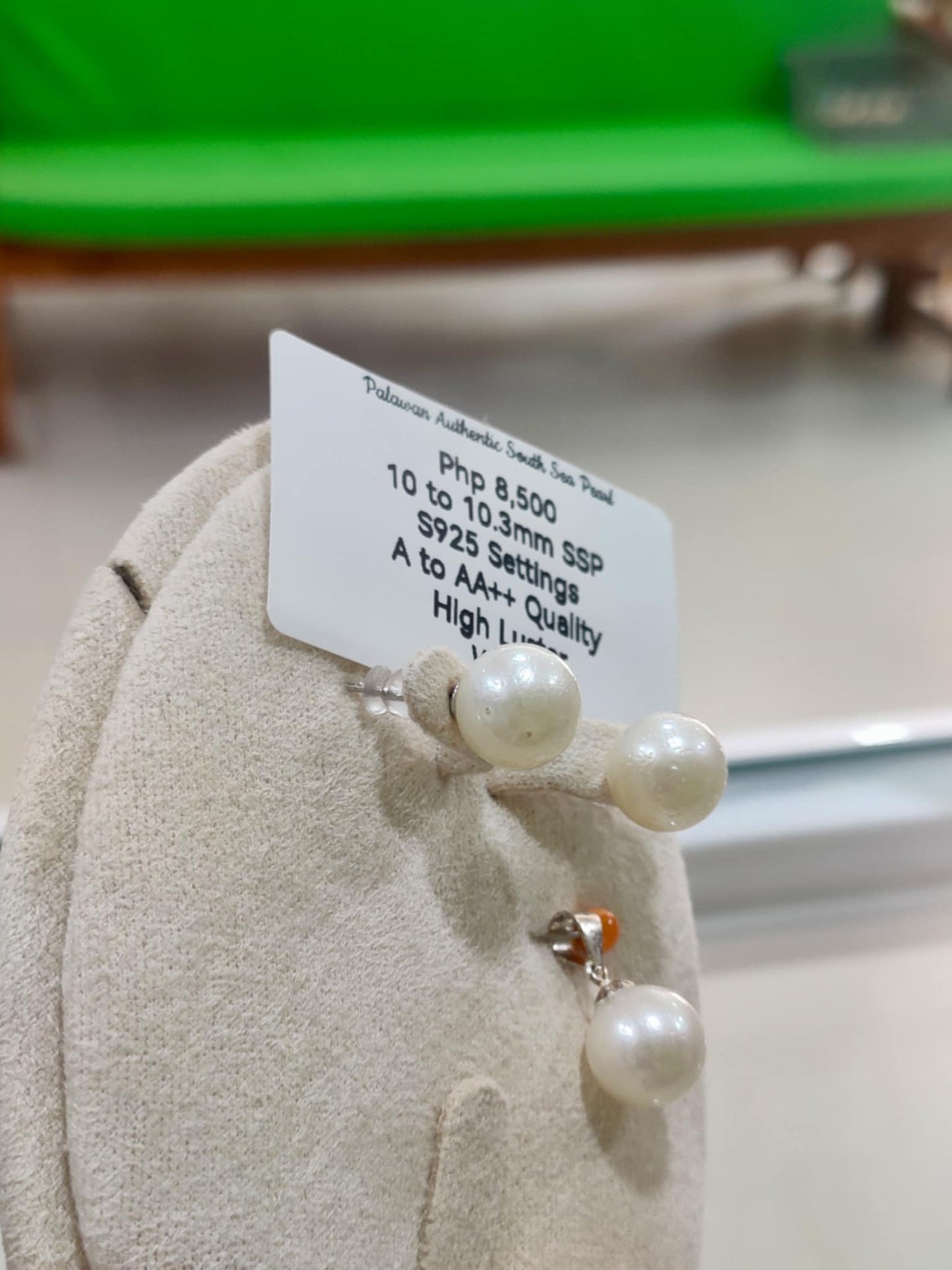 10mm to 10.3mm Authentic White South Sea Pearls Set in S925 Settings