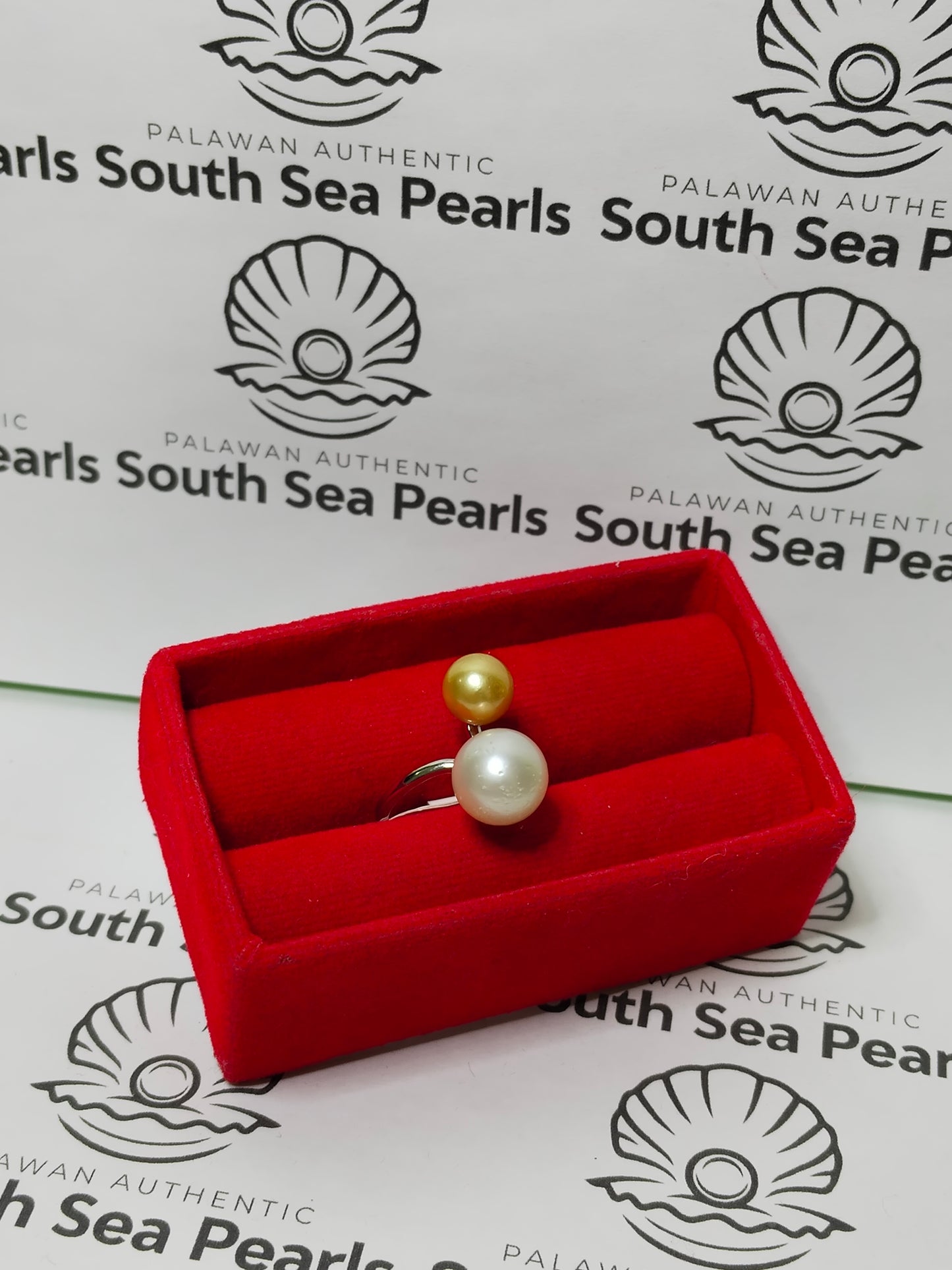 New Arrival! 8mm to 10.4mm Authentic South Sea Pearls Ring in 5 Micron Plated Settings