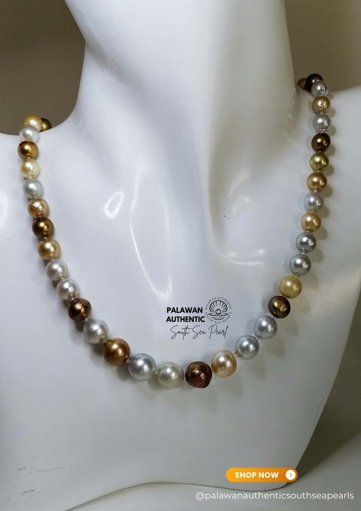 6.2mm to 9.3mm Palawan Authentic Multicolor South Sea Pearl Choker in 5 Micron Lock Settings