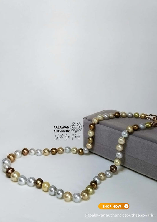 6.2mm to 9.3mm Palawan Authentic Multicolor South Sea Pearl Choker in 5 Micron Lock Settings