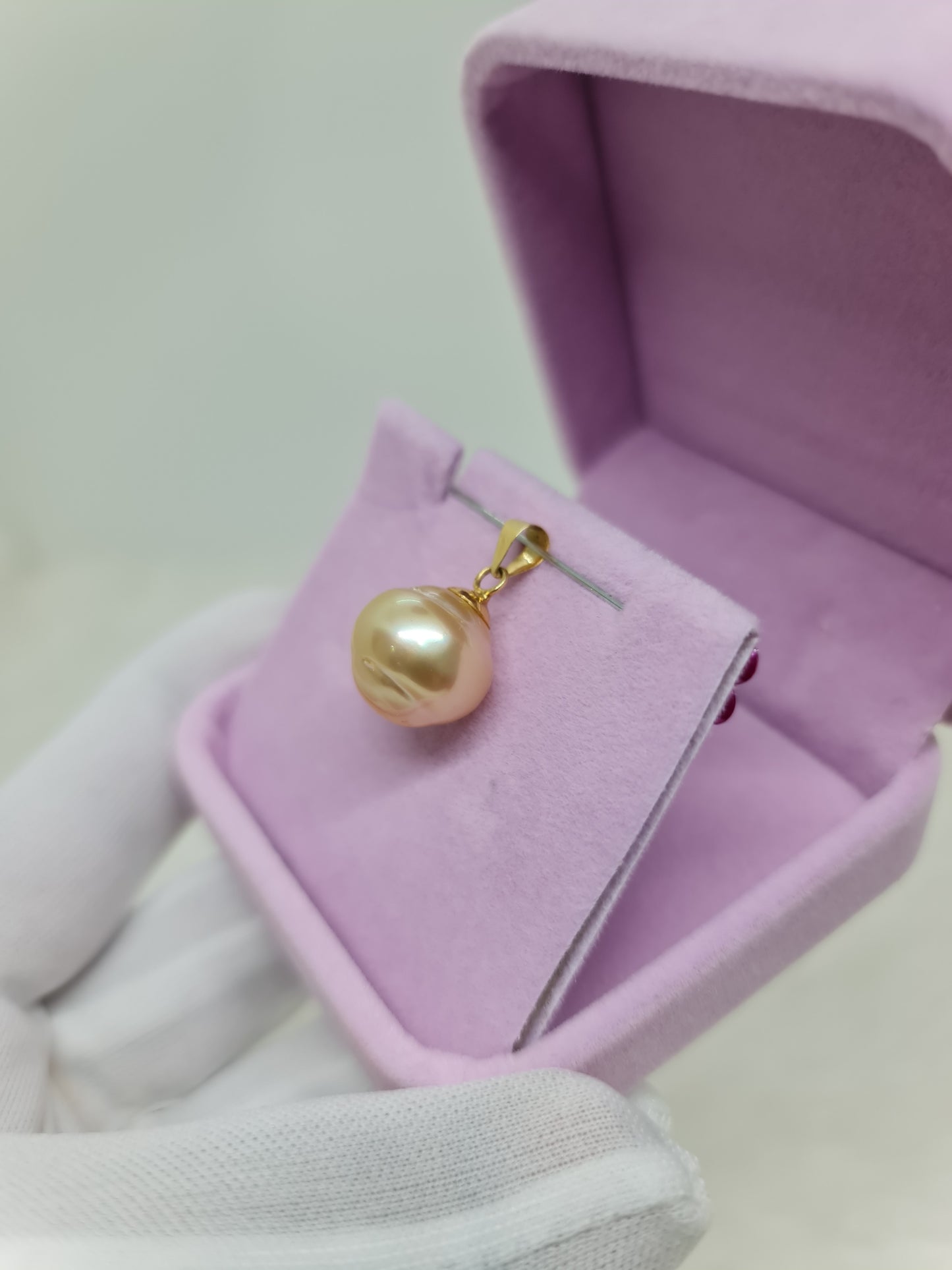 14.5mm Champagne South Sea Pearls Earrings mount in 14K Gold Big Pearls