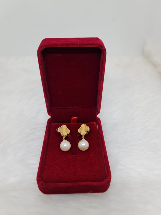 12.3mm Creamy South Sea Pearls Earrings Gold Plated
