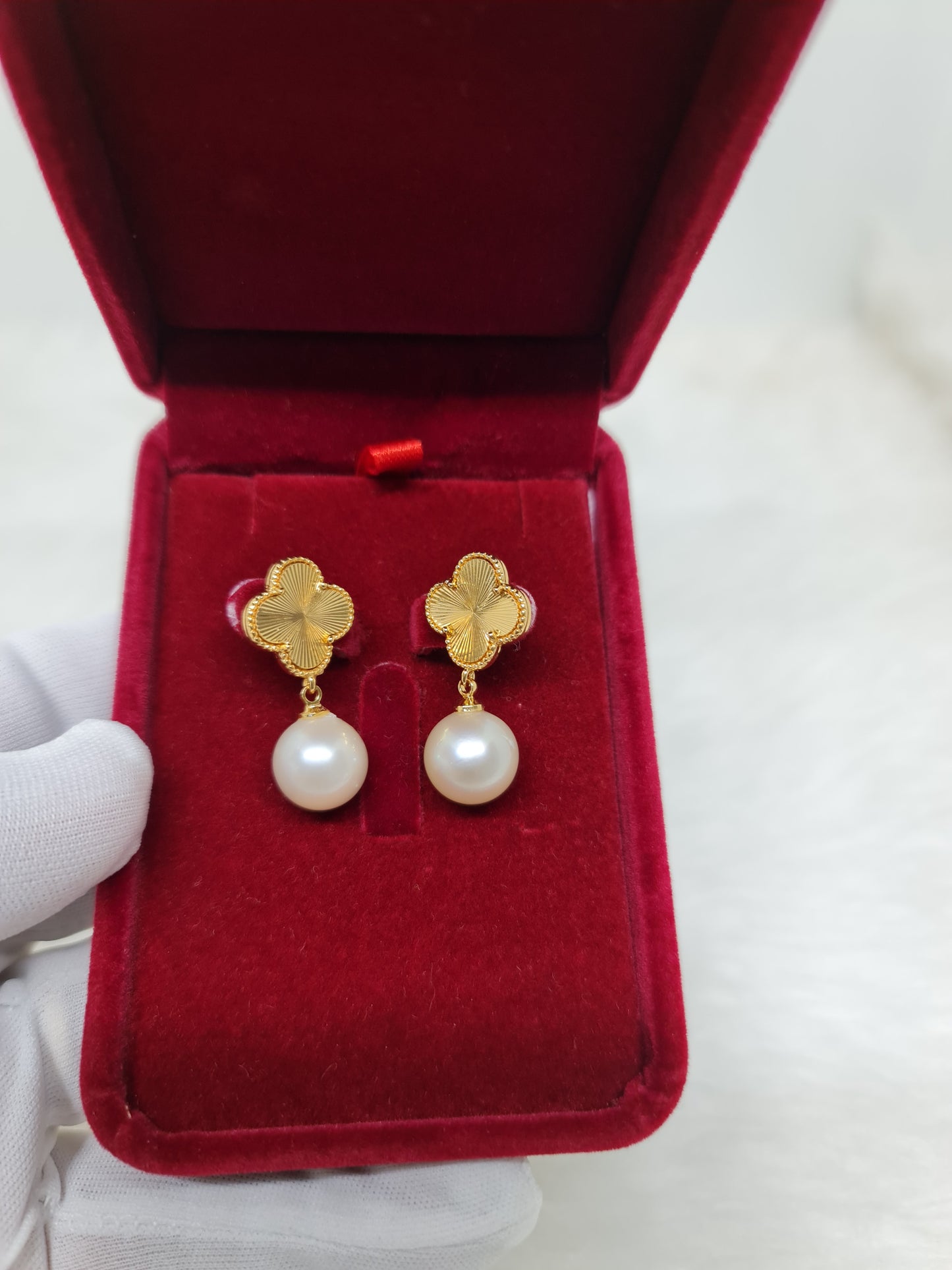 12.3mm Creamy South Sea Pearls Earrings Gold Plated