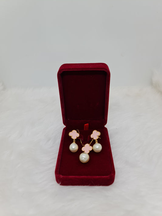 12mm - 13mm Creamy Champagne South Sea Pearls Set 2in1 Plated