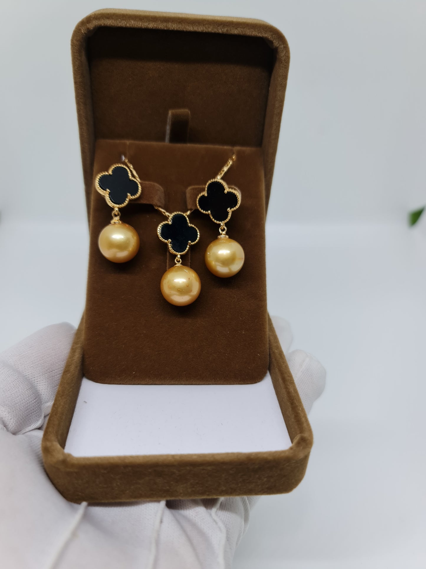 13.5mm Golden South Sea Pearls Set 2in1 Plated