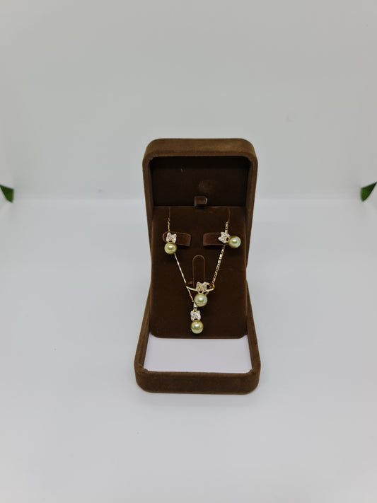 8mm Pistachio Green South Sea Pearls Set 3in1 Plated