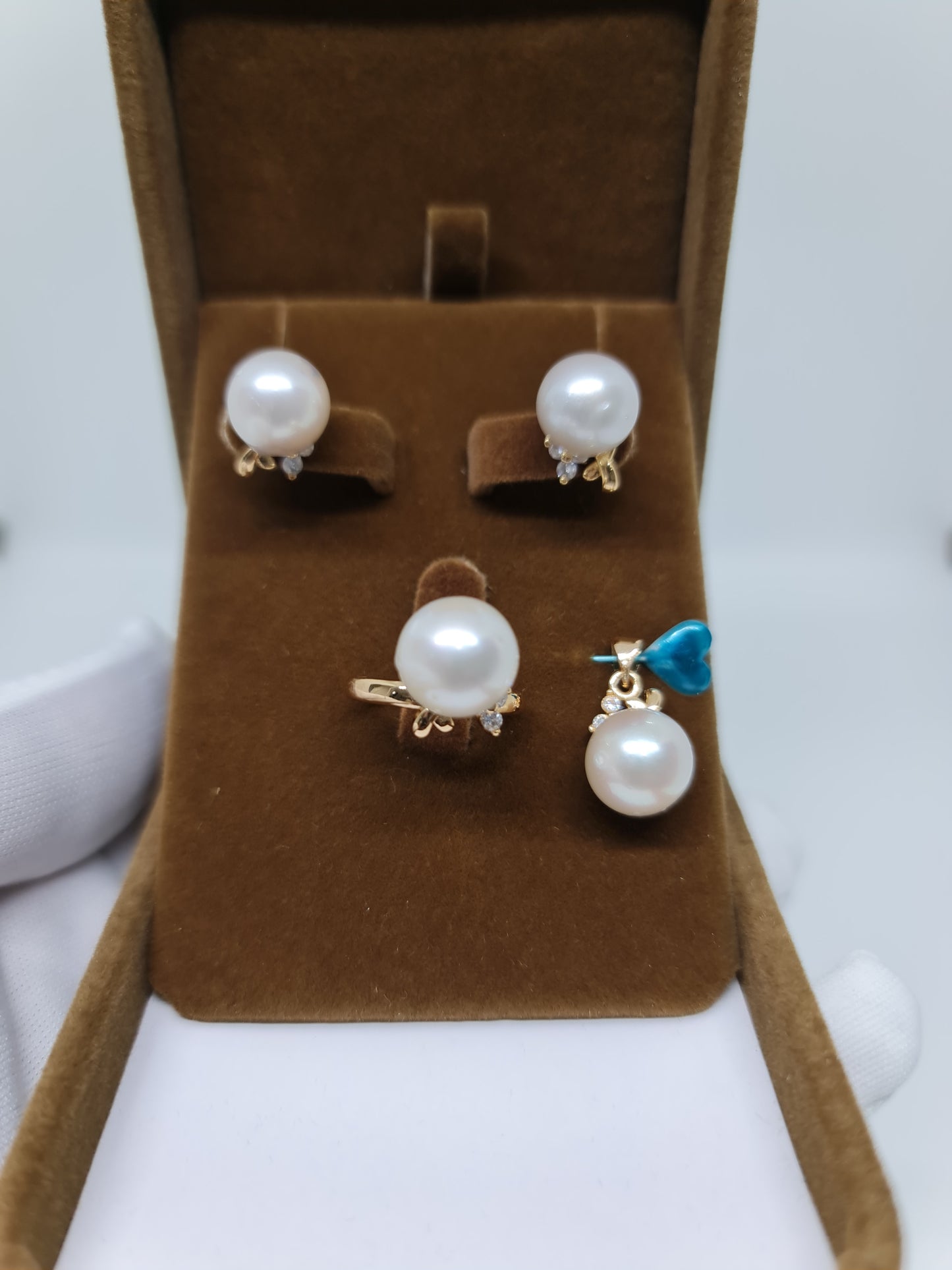 11mm - 11.5mm White South Sea Pearls Set 3in1 Plated