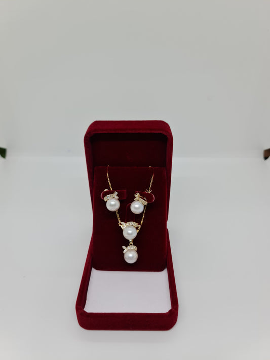 11mm Silver White South Sea Pearls Set 3in1 Plated