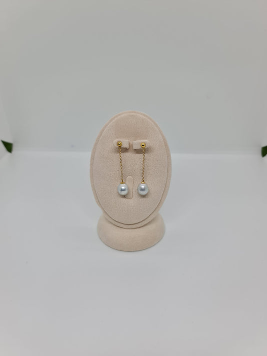 10.5mm Bluish White South Sea Pearls Earrings 14K & 18K Gold