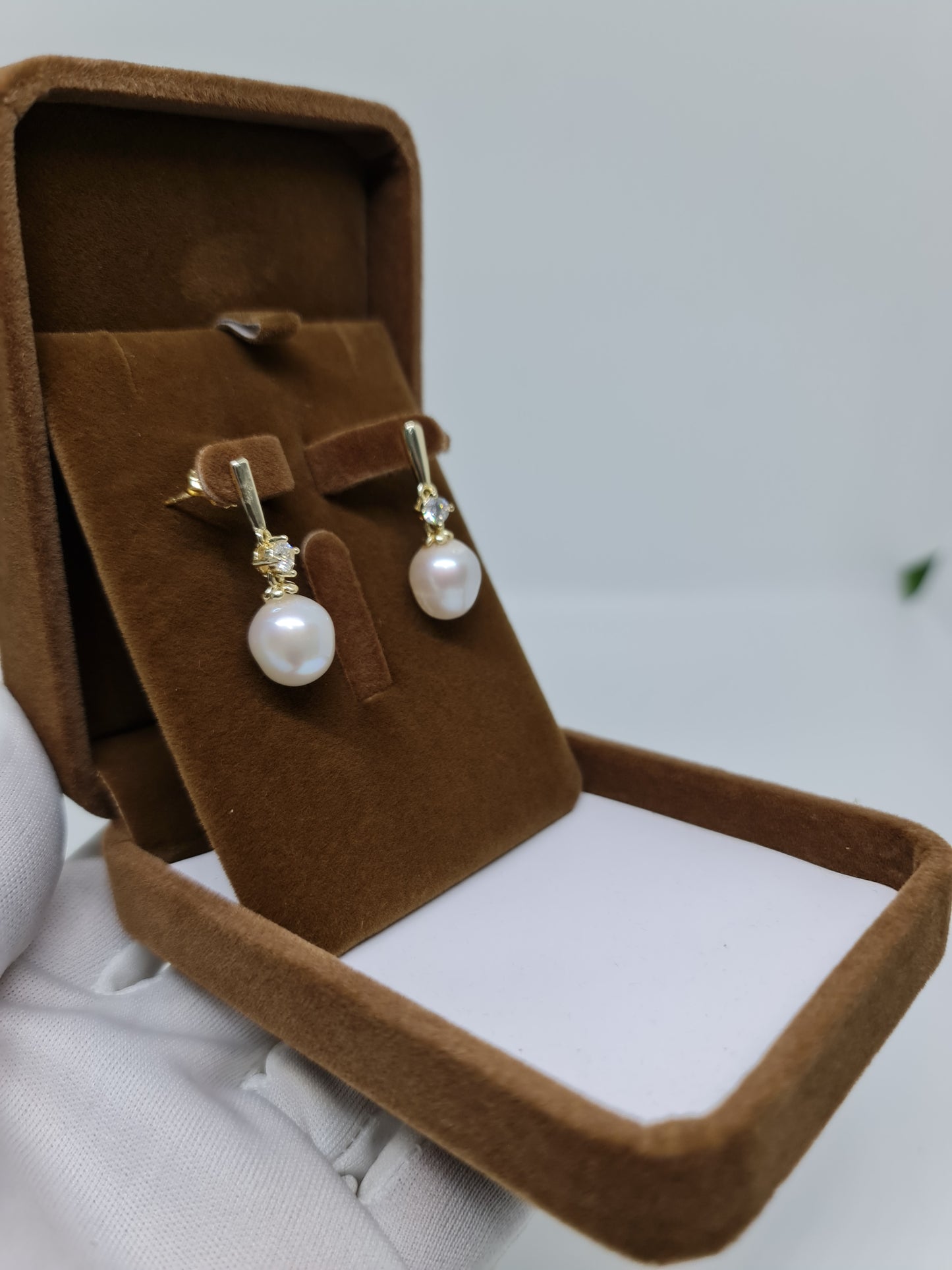 11mm Creamy White South Sea Pearls Earrings Plated Settings