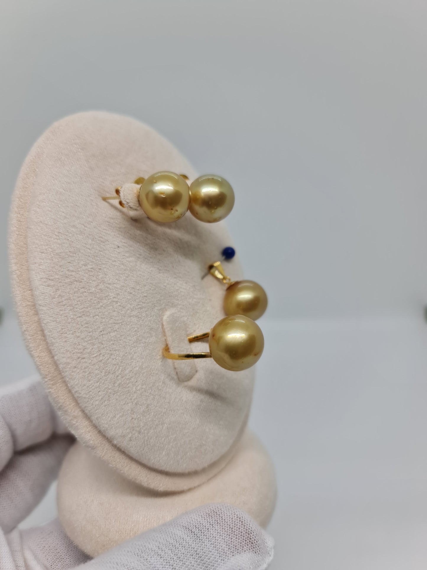 12.7mm to 13mm Golden South Sea Pearls Set in 14K Gold