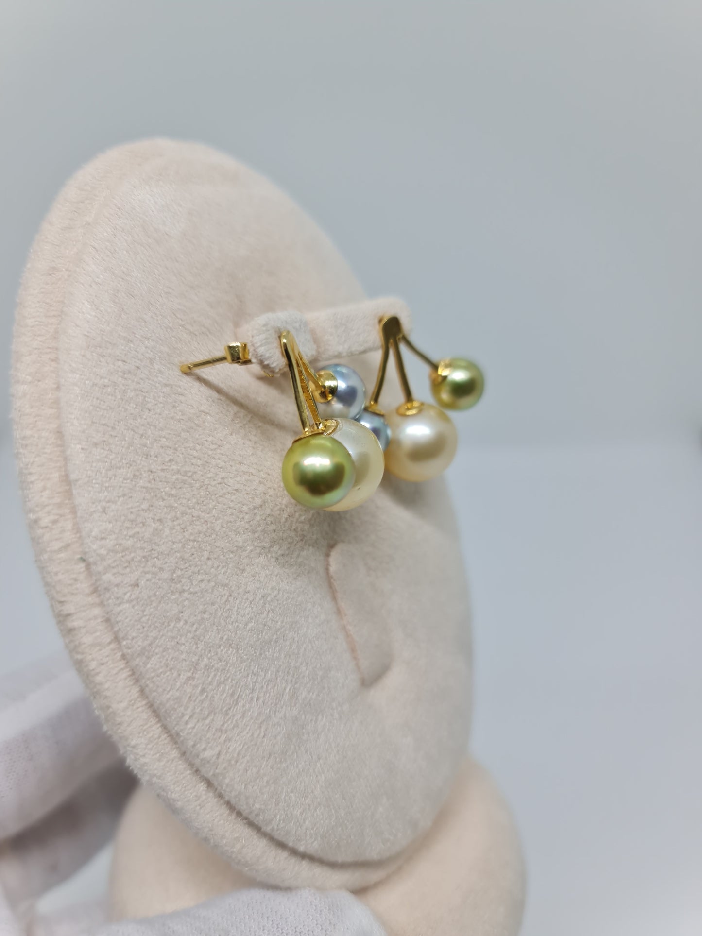 8.3mm to 12.4mm Multi Color South Sea Pearls Earrings in 14K Gold