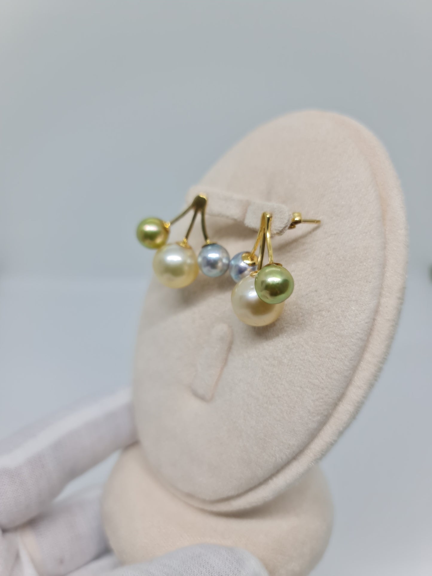 8.3mm to 12.4mm Multi Color South Sea Pearls Earrings in 14K Gold