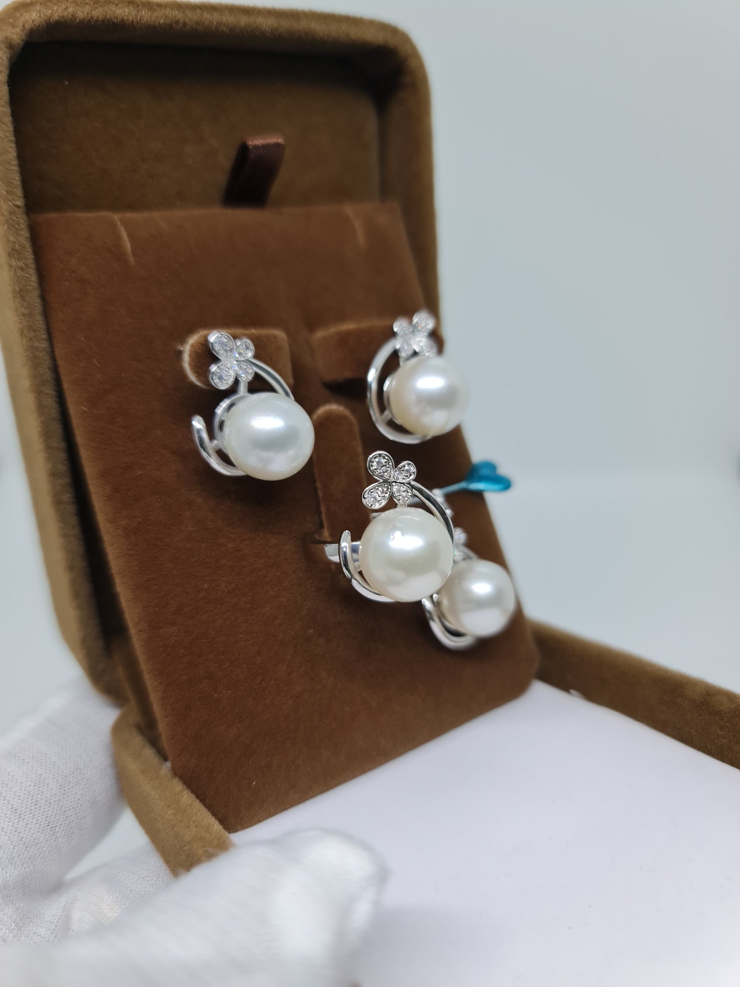 11.5mm to 11.8mm White South Sea Pearls Set in Plated Settings only