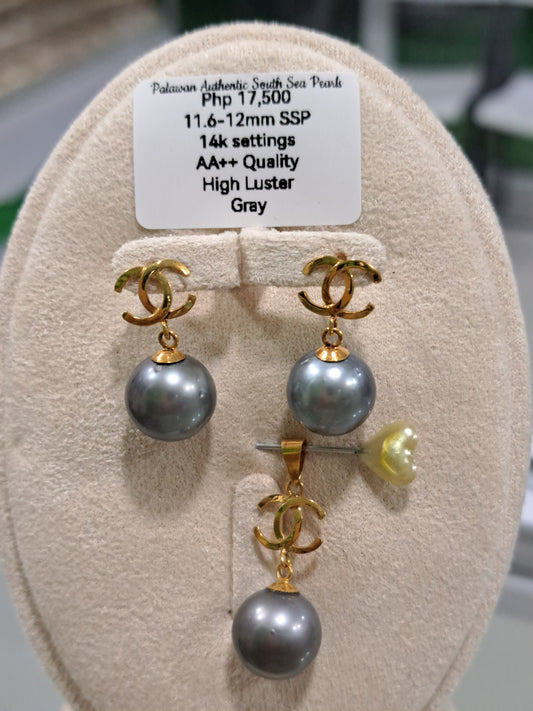 12mm Gray South Sea Pearls in 14K Gold_Special Design