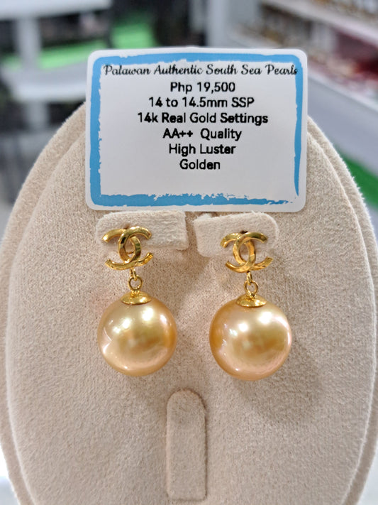 14.5mm Golden South Sea Pearls in 14K Gold_Special Design