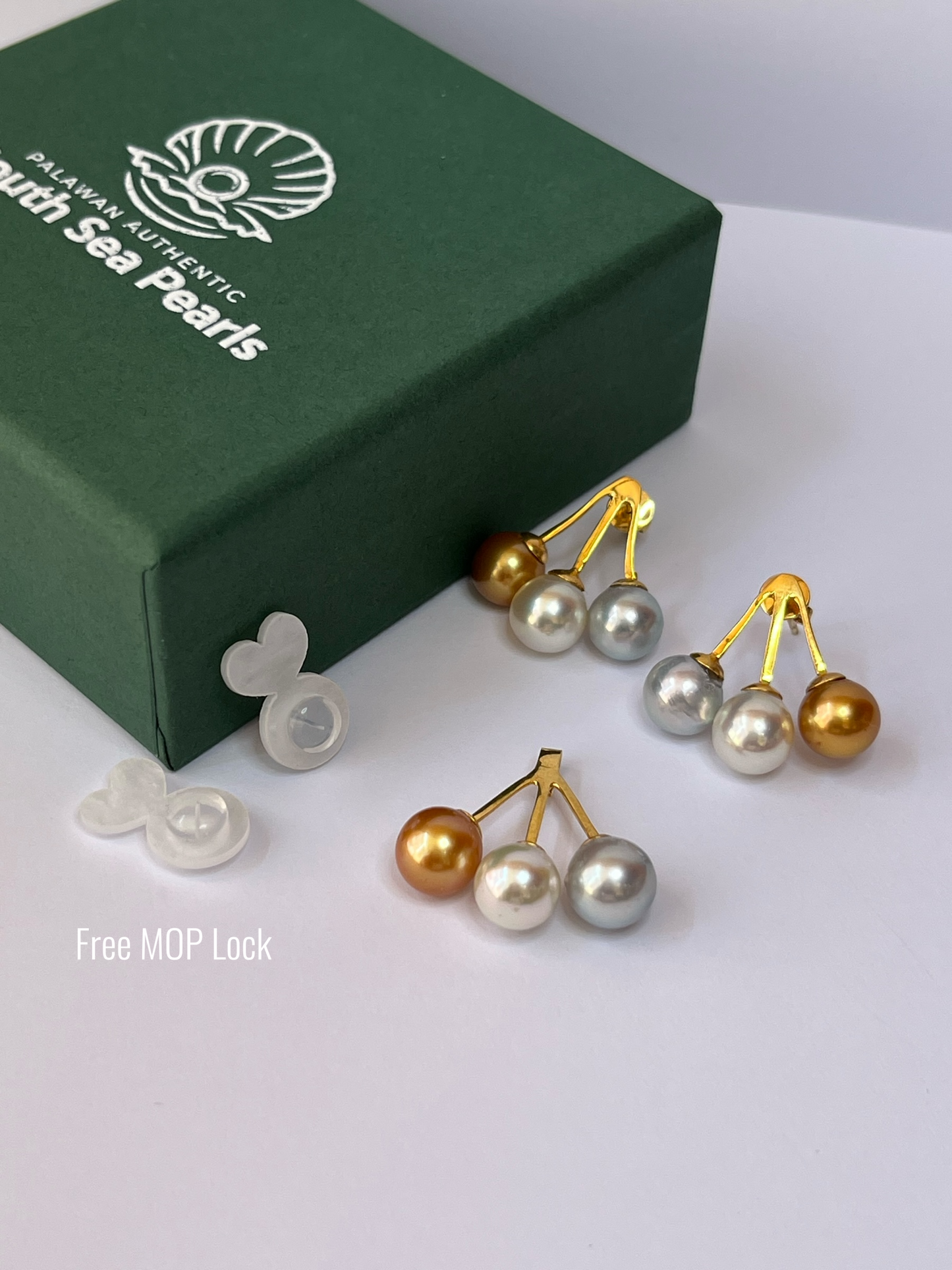 New Arrival! 8mm to 8.1mm Palawan Authentic Multicolor South Sea Pearl Sets in 14k Real Gold Settings